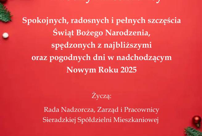 Wesołych Świąt i Szczęśliwego Nowego 2025 Roku 